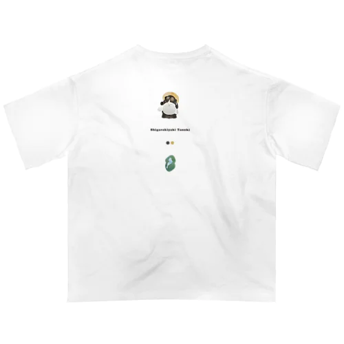 信楽焼 たぬき 背面 〈滋賀イラスト素材〉 オーバーサイズTシャツ