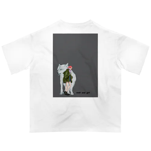 wolf  and girl Oversized T-Shirt