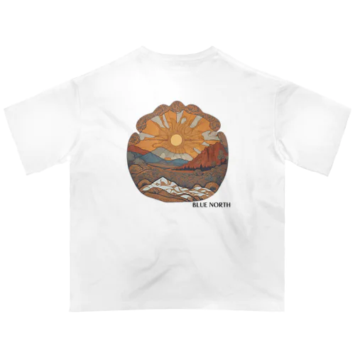 【BLUE NORTH】山と太陽2 オーバーサイズTシャツ