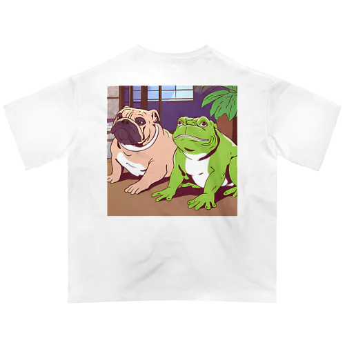 カエルとブルドック オーバーサイズTシャツ