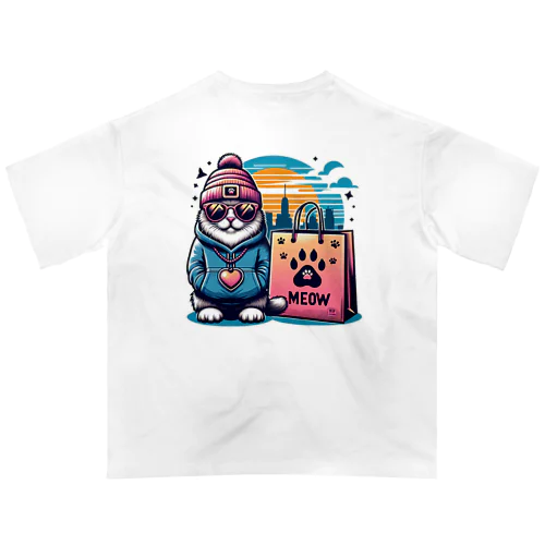 猫のシティライフ オーバーサイズTシャツ