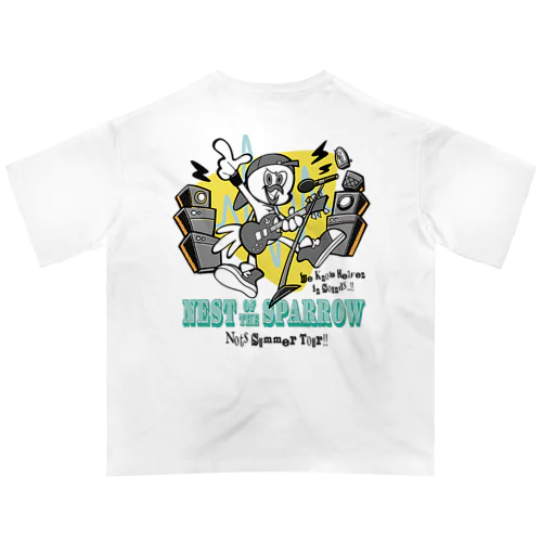 NEST OF THE SPARROW cartoon!! WHITE オーバーサイズTシャツ