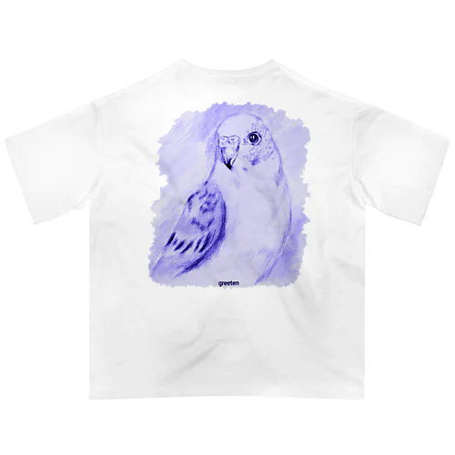 セキセイインコ　アート鳥　パープル Oversized T-Shirt