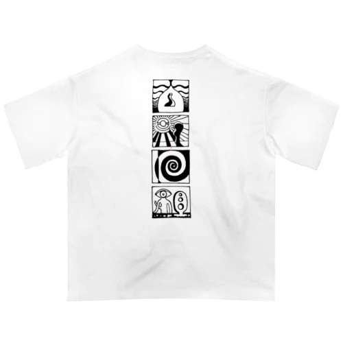 太陽の眼 文字絵SP(黒/縦長/両面) Oversized T-Shirt