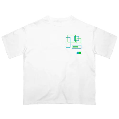 シンプルデザインシアン×スプリンググリーン オーバーサイズTシャツ