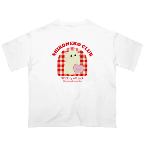 しろねこくらぶ／RED Oversized T-Shirt