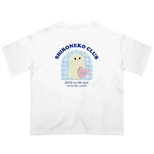 しろねこくらぶ／BLUE オーバーサイズTシャツ