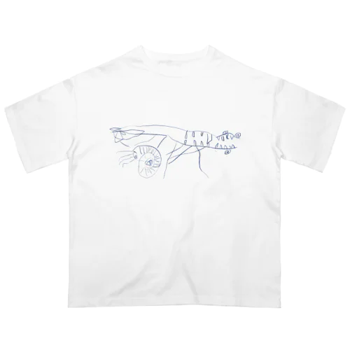 ぼくが描いたアンモナイトとダコサウルス オーバーサイズTシャツ