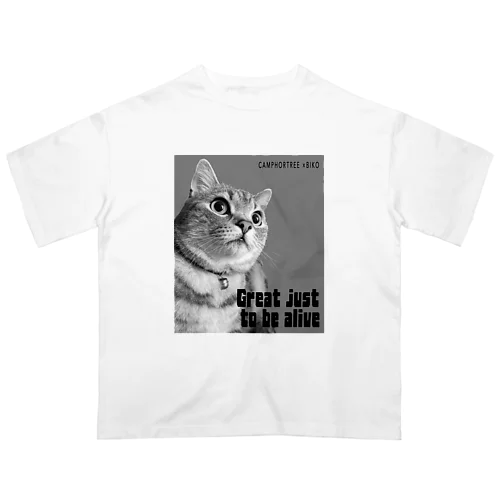 BIKO　(Great just  to be alive) white Oversized T-Shirt