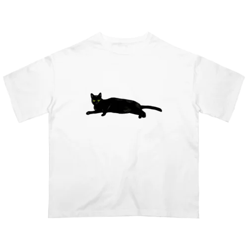 横たわる黒猫ちゃん オーバーサイズTシャツ