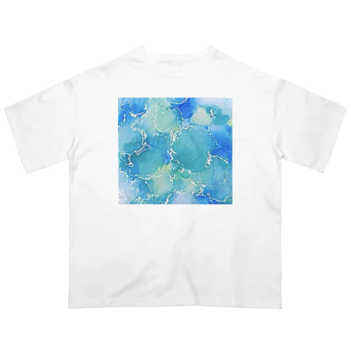 インクアート ブルー系 Oversized T-Shirt