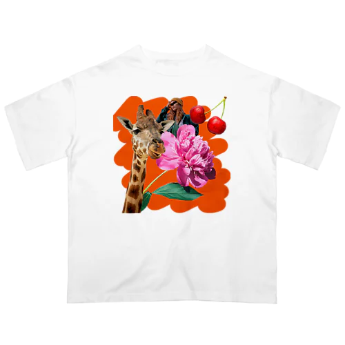 麒麟と花 オーバーサイズTシャツ