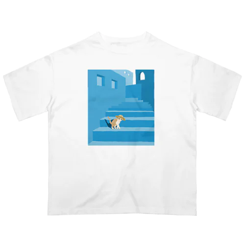 モロッコのネコの夏(フェズブルー) オーバーサイズTシャツ