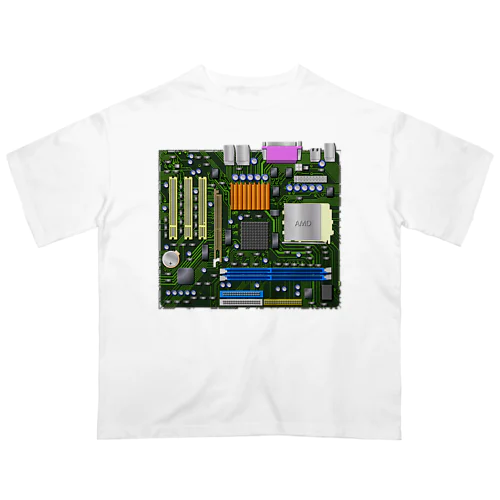 パソコンのマザーボード オーバーサイズTシャツ