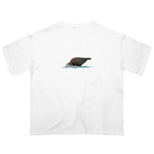 餌を探すカワガラス Oversized T-Shirt