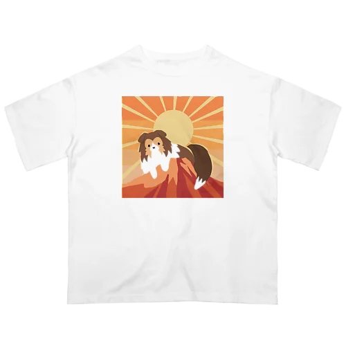 シェルティ×富士山(赤) Oversized T-Shirt