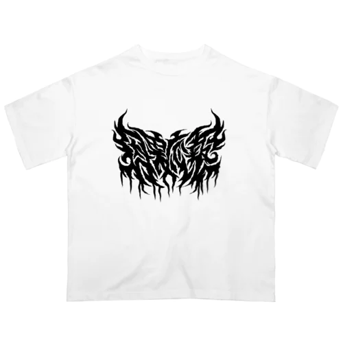 四字熟語 - 因果応報 Death Metal Logo デスロゴ  オーバーサイズTシャツ