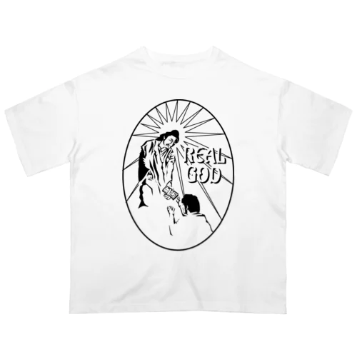 REALGOD1h.t.(黒文字) Oversized T-Shirt