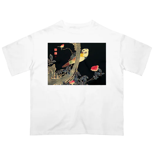 日本画 花鳥版画より 薔薇に鸚哥 Oversized T-Shirt