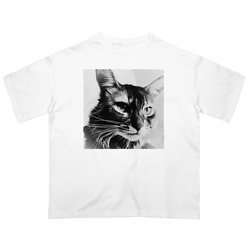 ソマリ猫パスカル　モノトーン Oversized T-Shirt