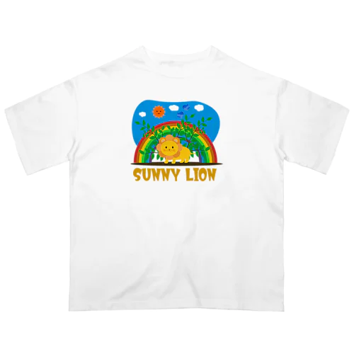 ライオンと虹と青空 Oversized T-Shirt