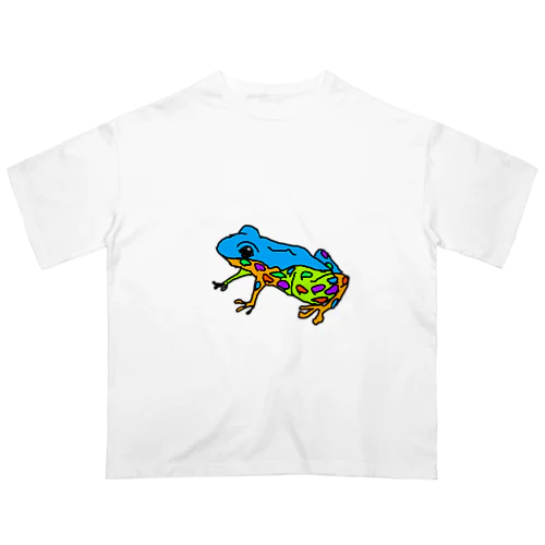 カエル　ブルー Oversized T-Shirt