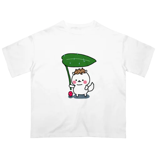 葉っぱの傘をさす もち三郎 Oversized T-Shirt