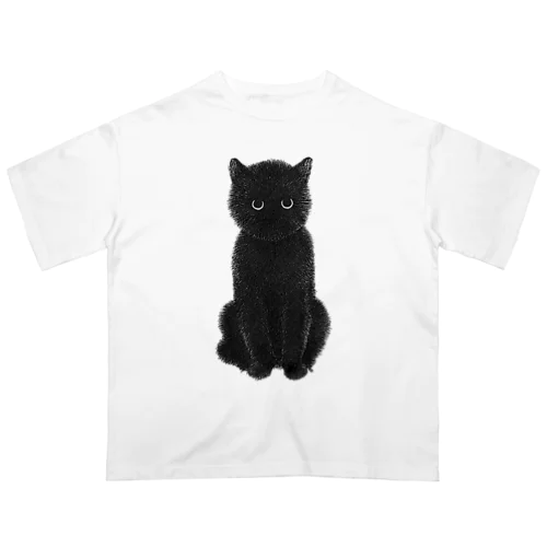 ふさふさの黒猫 オーバーサイズTシャツ