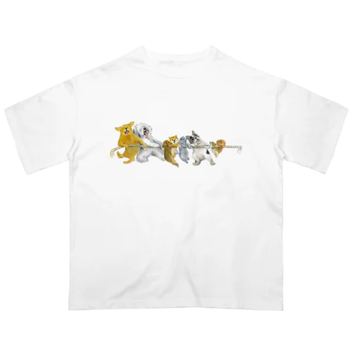 犬猫綱引き　チーム犬 Oversized T-Shirt