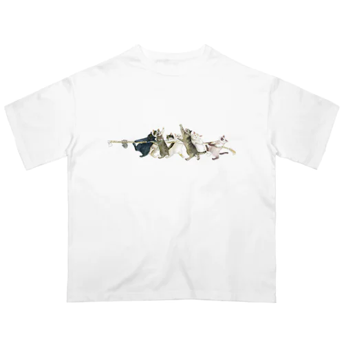 犬猫綱引き　チーム猫 Oversized T-Shirt