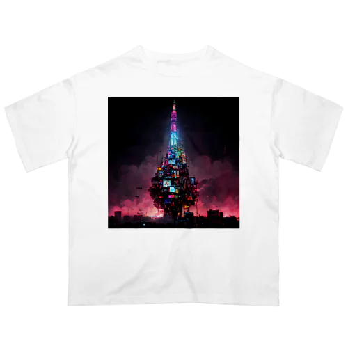  A mountain of dolls, a giant sword thrusting through the air, May rain, a burning tower of Babel, オーバーサイズTシャツ