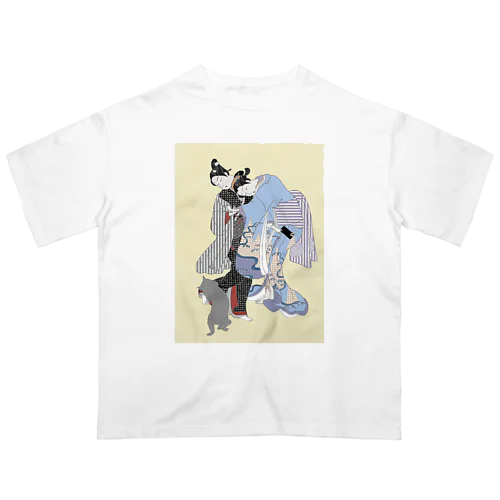 参戦する猫 （ LINEをめぐる戦い） Oversized T-Shirt