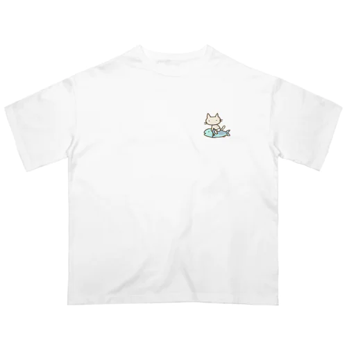 【ワンポイント】パンツねこ移動中 Oversized T-Shirt