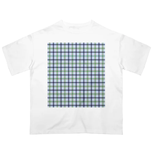 チェック柄 ブルー&グリーン オーバーサイズTシャツ