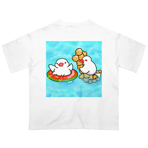 ぷかぷか水遊び文鳥ず オーバーサイズTシャツ