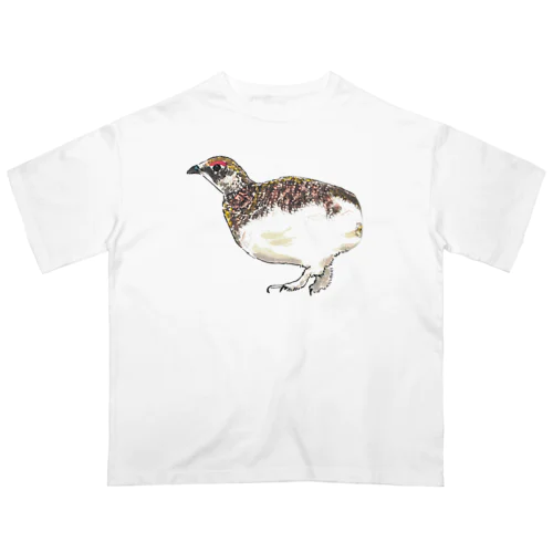 [森図鑑] 雷鳥のイラスト オーバーサイズTシャツ