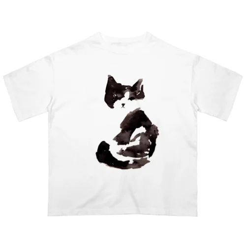 墨猫その1（ハチワレ） オーバーサイズTシャツ