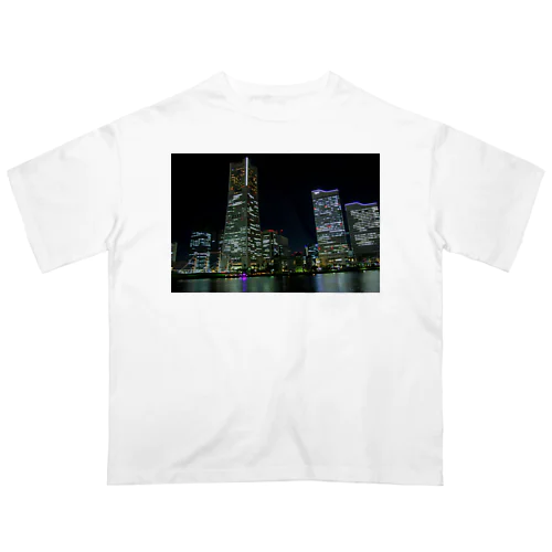 横浜みなとみらいの夜景 - Yokohama Minato-Mirai (Night view) - Oversized T-Shirt