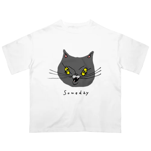 グレーの猫 Oversized T-Shirt