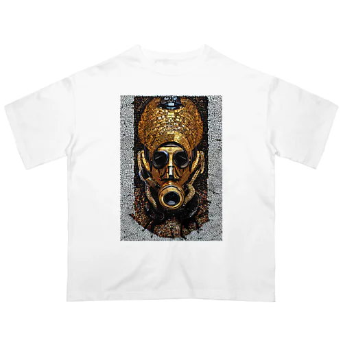 ガスマスクをする古代ファラオのモザイクアート オーバーサイズTシャツ