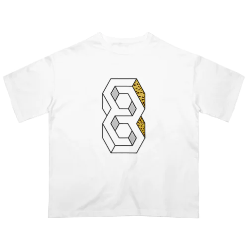 幾何学的錯視デザインにアニマル柄を添えて オーバーサイズTシャツ
