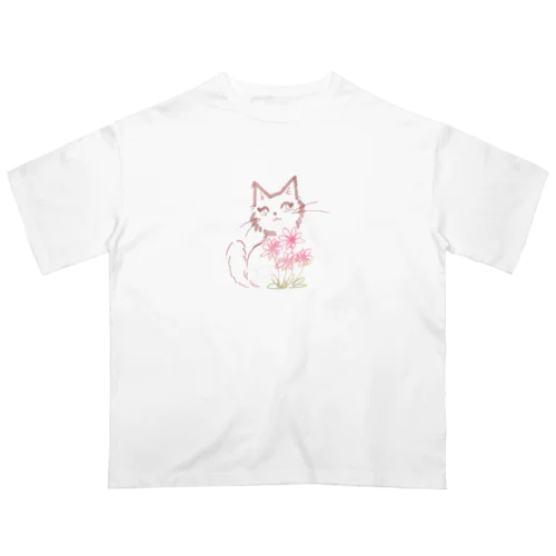 ネコとコスモス オーバーサイズTシャツ