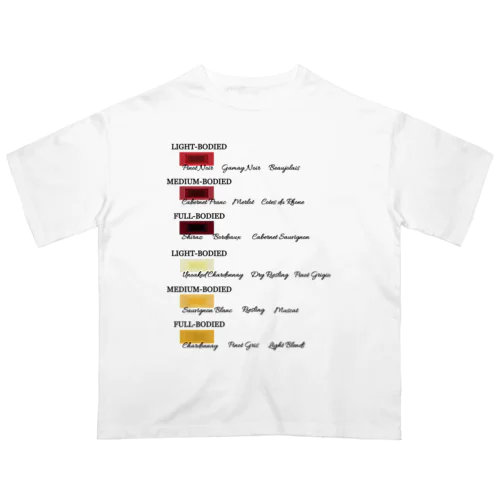 ワイン好きのためのカラーチャート＆品種 オーバーサイズTシャツ