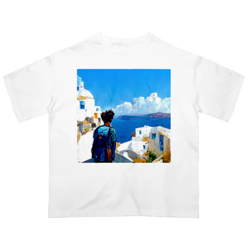 サントリーニ島 オーバーサイズTシャツ