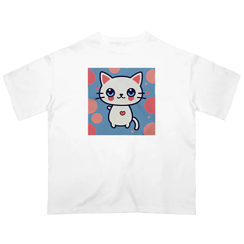 狛猫のミケ「はーとびーと」 オーバーサイズTシャツ