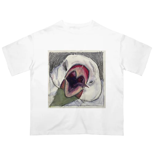 眠いか怒ってる白文鳥 オーバーサイズTシャツ