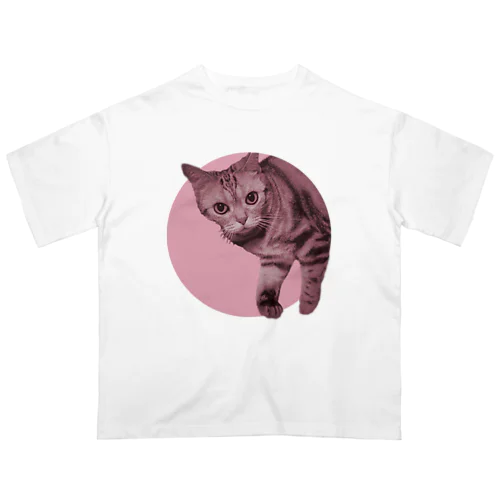 アイラブキャッツ　ピンクマル オーバーサイズTシャツ