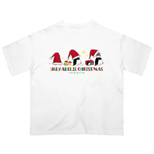 UGLY ADELIE CHIRISTMAS 0586 アデリーペンギン サンタ帽子 横並び オーバーサイズTシャツ