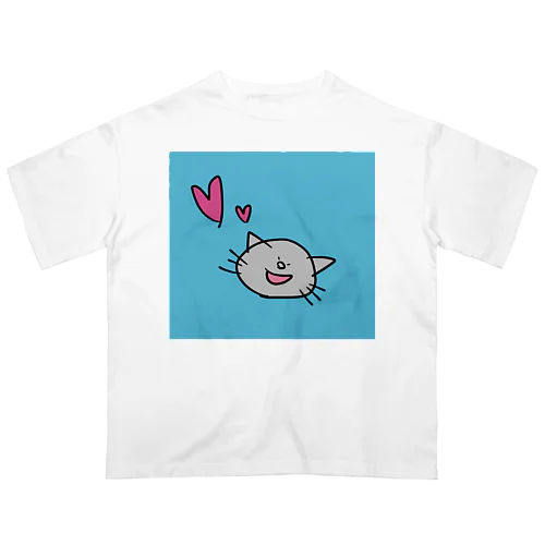 キャキャ！と喜ぶネコ オーバーサイズTシャツ