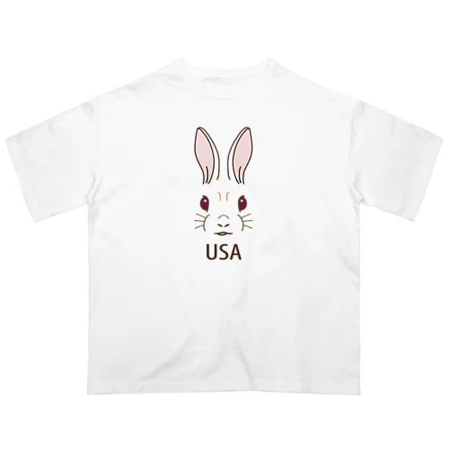 うさぎ(Rabbit)・ラビット・ウサギ年・ウサギ顔・2023年干支・卯年・イラスト・絵・デザイン・Tシャツ・グッズ・かわいい・オリジナル(C) オーバーサイズTシャツ